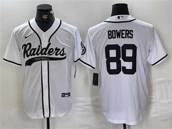 Mens Las Vegas Raiders #89 Brock Bowers White Cool Base Baseball Stitched Jersey